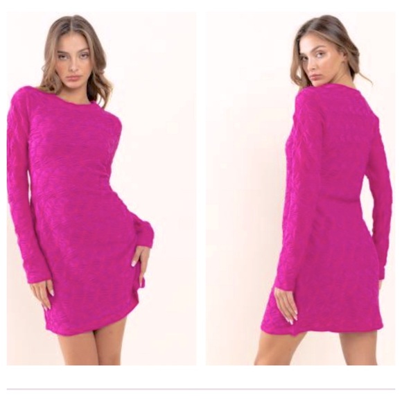 Textured Round Neck Dress - Picture 1 of 3